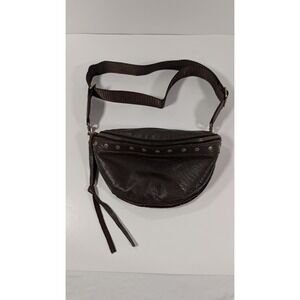 Molly G Los Angeles Brown Leather Studded Belt Bag Crossbody Fanny Pack